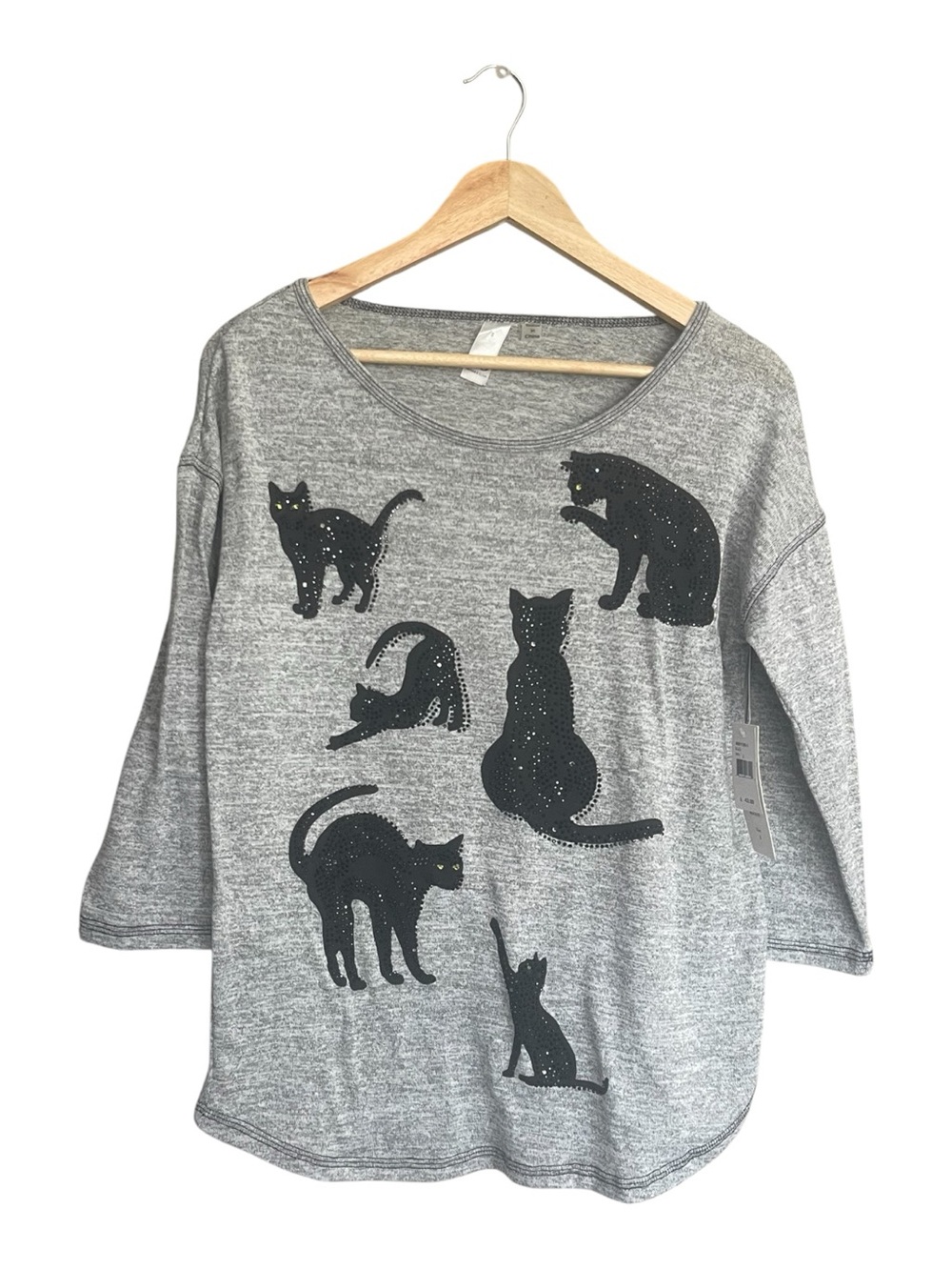 NWT Thomas & Olivia Gray Cat Print Pullover Top